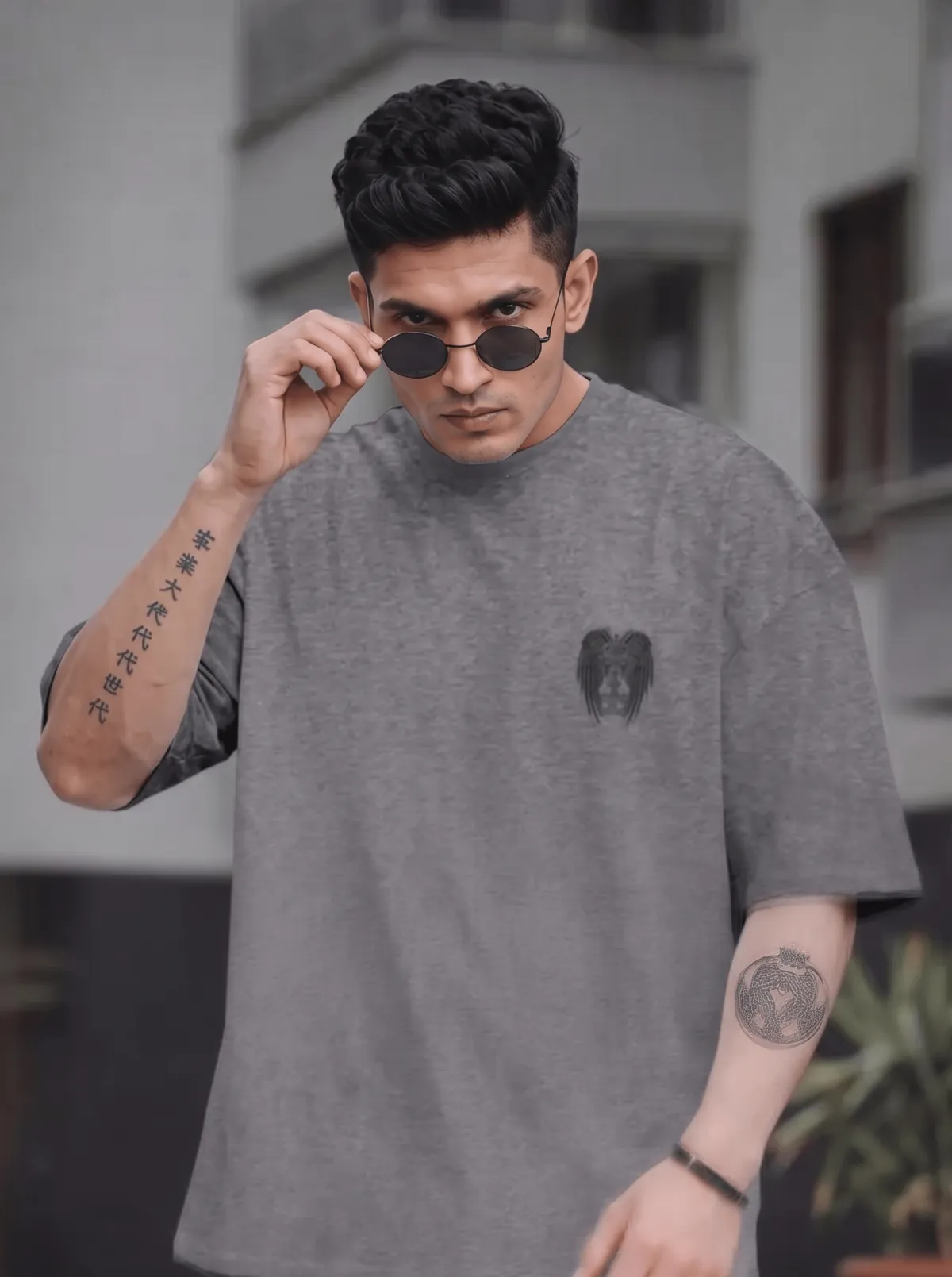 Men's Streetwear Oversized Graphic Round Neck T-Shirt