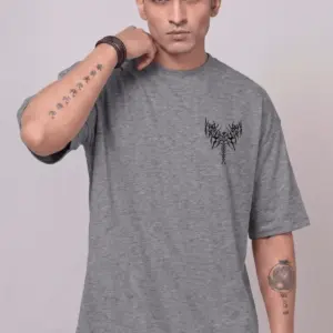 Wanesa Men’s “Tribal Soul” Oversized Graphic T-Shirt – Heather Grey