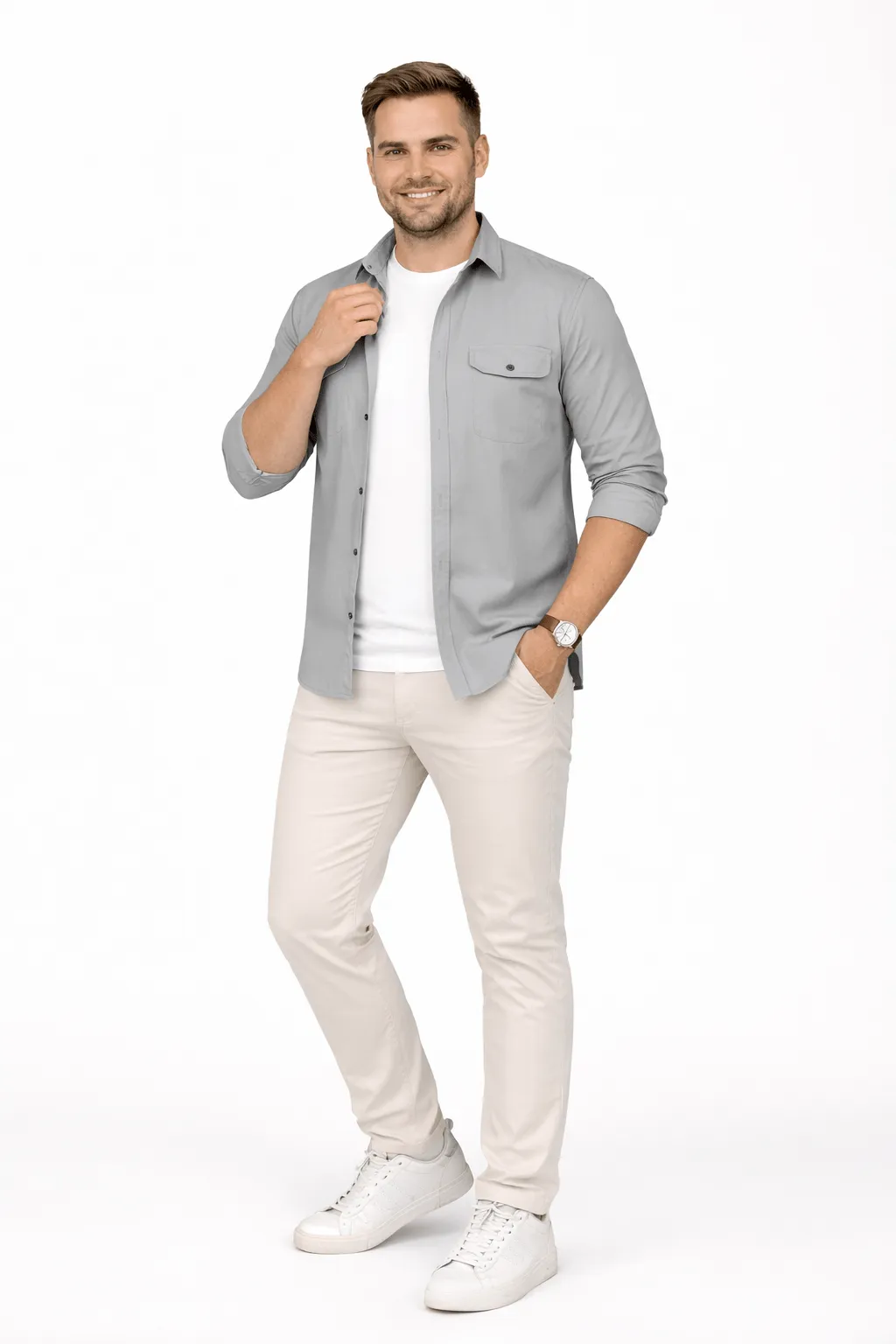 Product description - plus size double pocket casual t-shirts for men.
