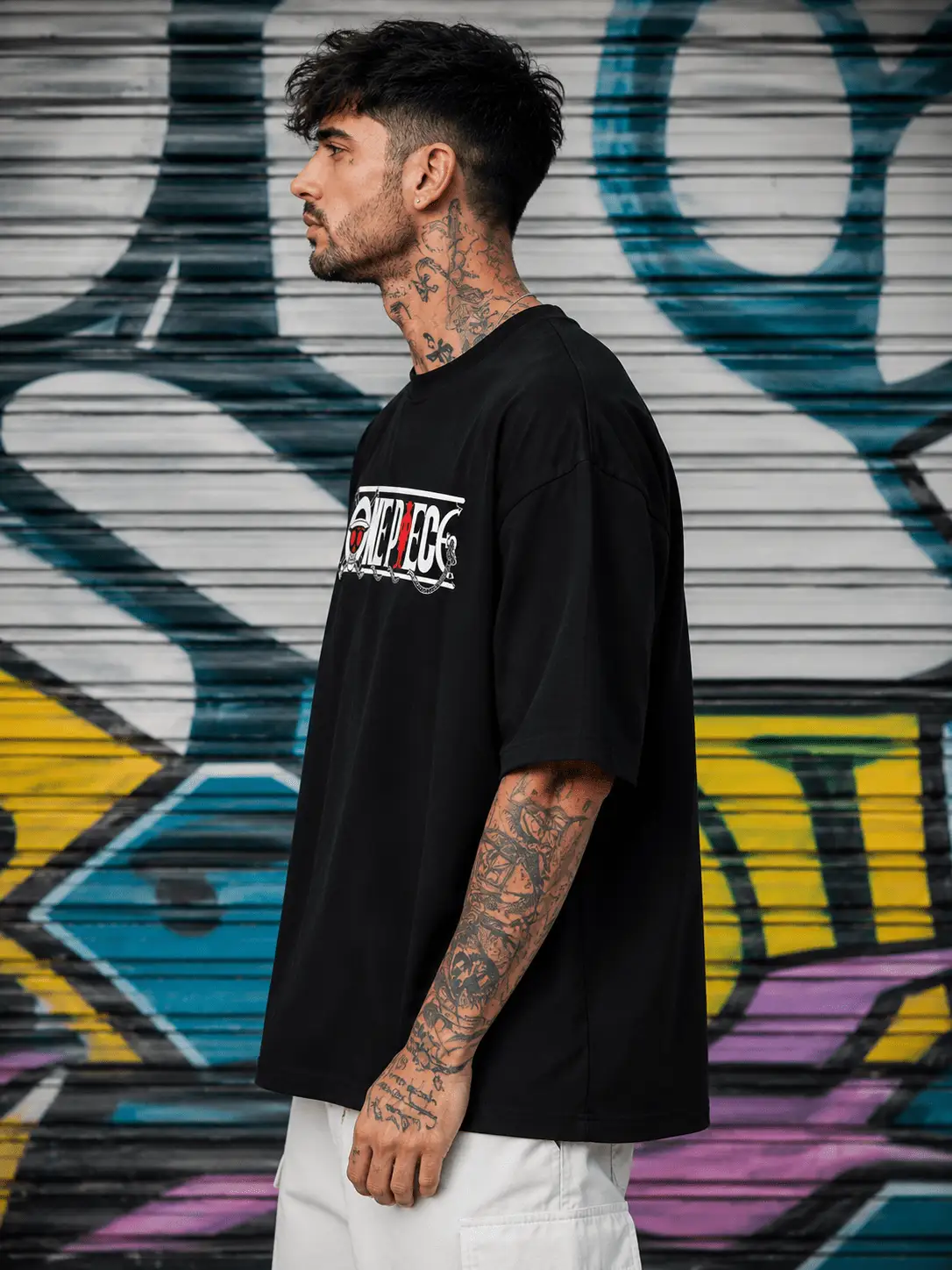 Men's Oversized Black One Piece Anime Printed T-Shirt – Straw Hat Logo