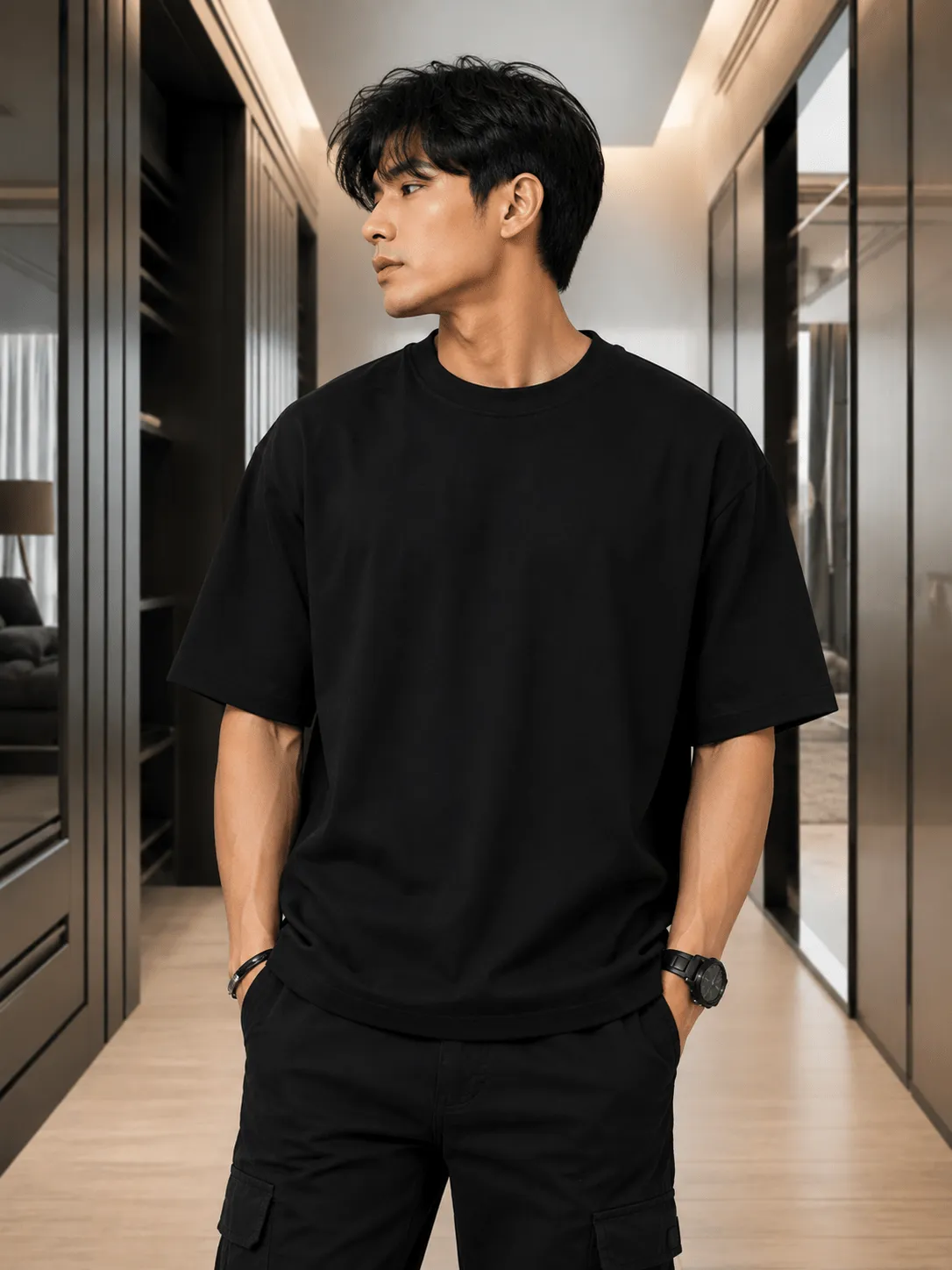 Men's Oversized Black Back-Printed T-Shirt – “Wakeup GenZ Proud Cockroach” Graphic