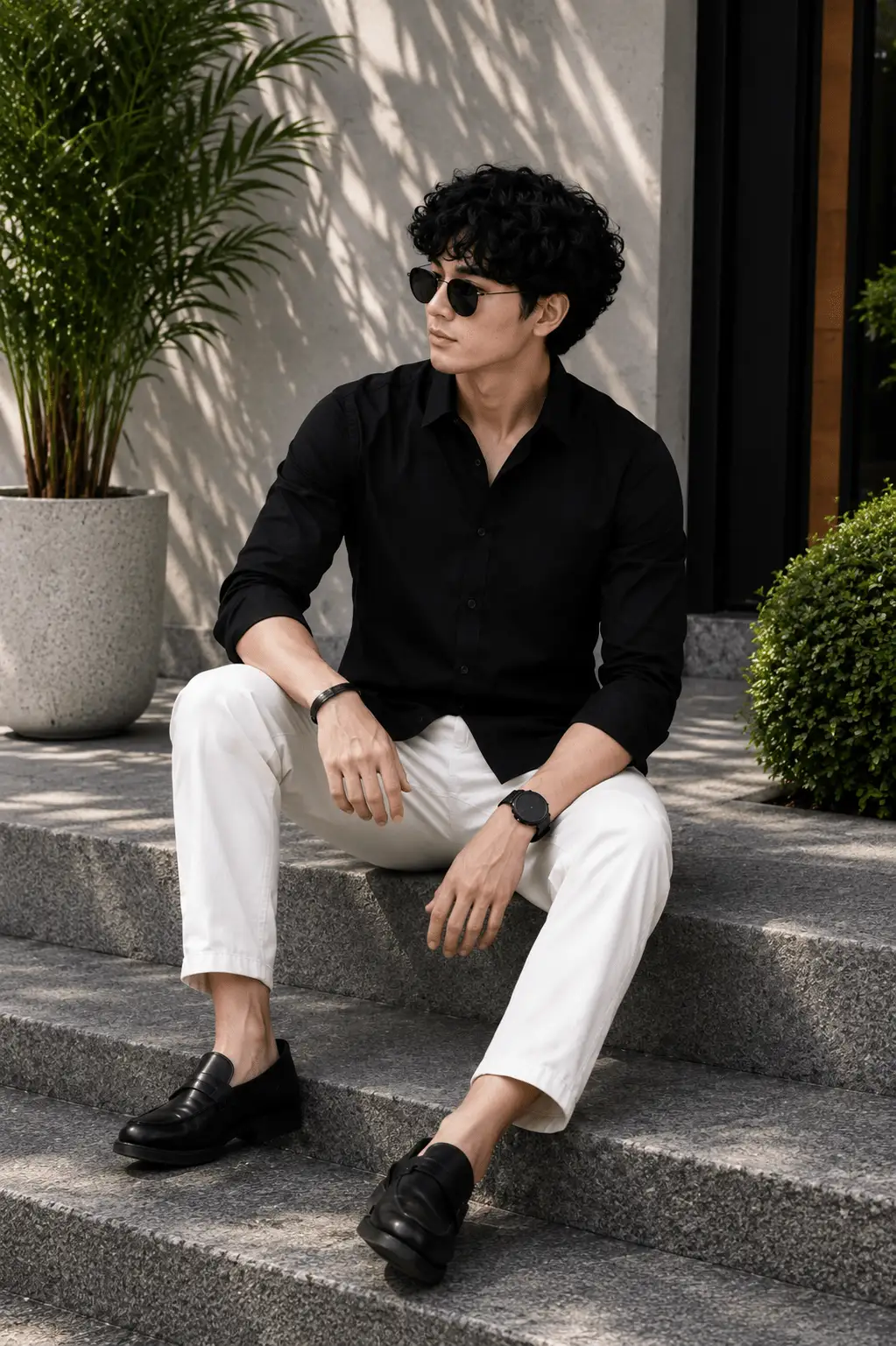 Men's Slim Fit Solid Black Full Sleeve Casual Shirt