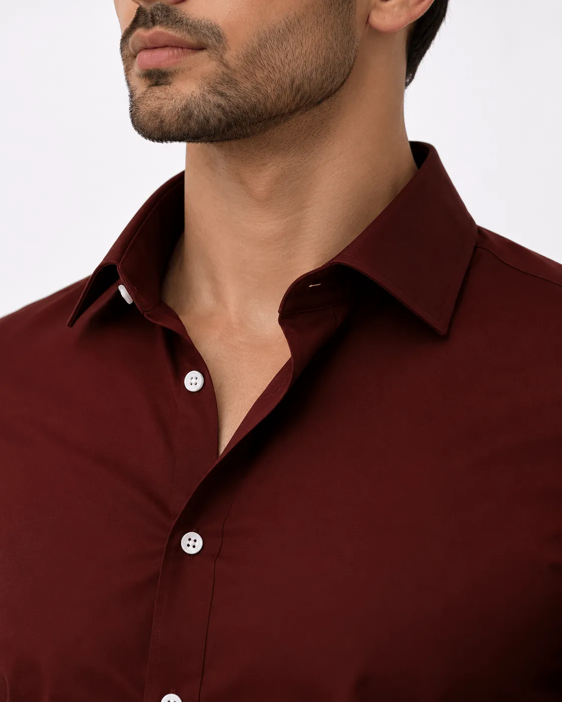 Men's Slim Fit Maroon Solid Full Sleeve Casual Shirt
