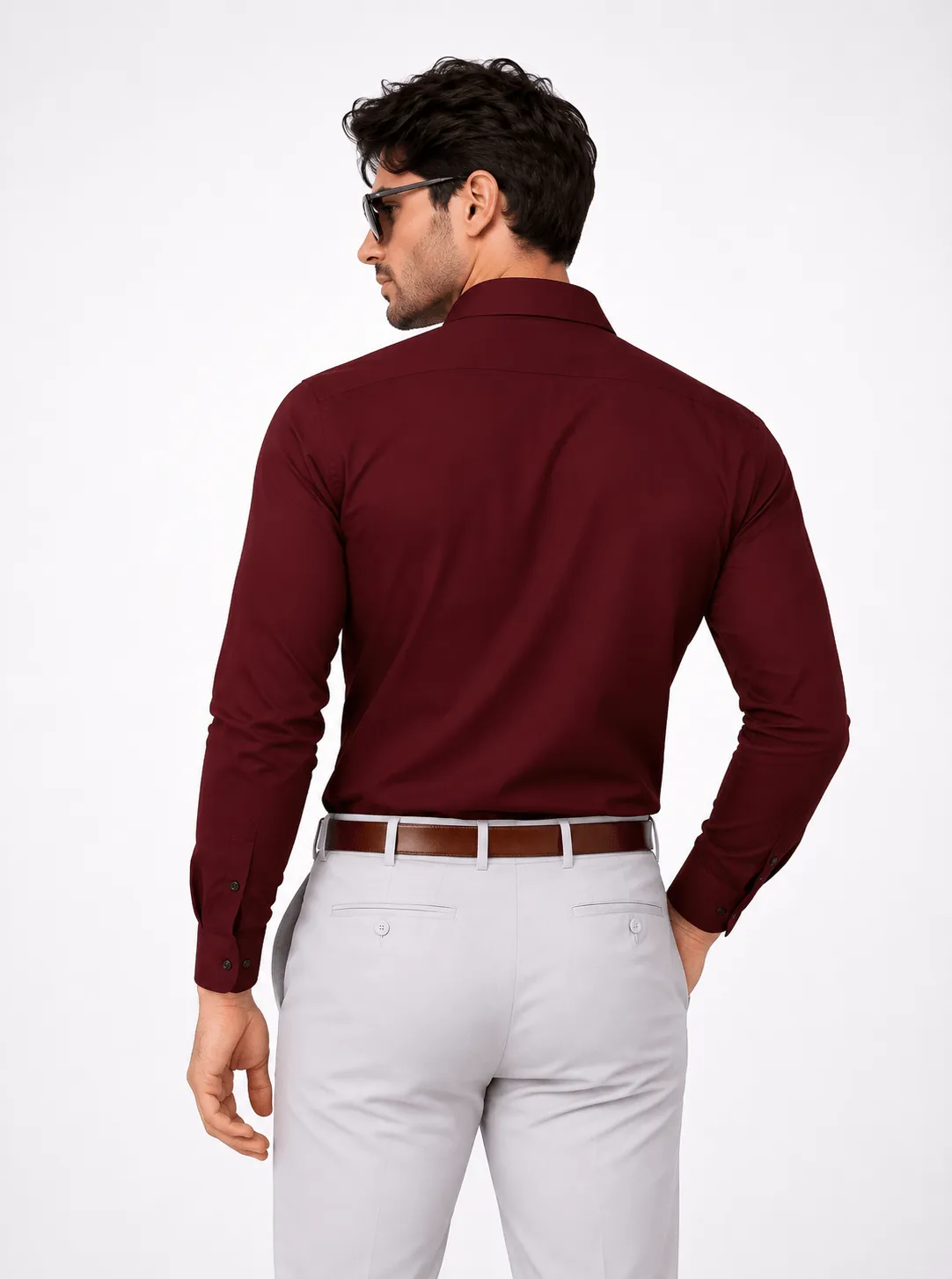 Men's Slim Fit Maroon Solid Full Sleeve Casual Shirt