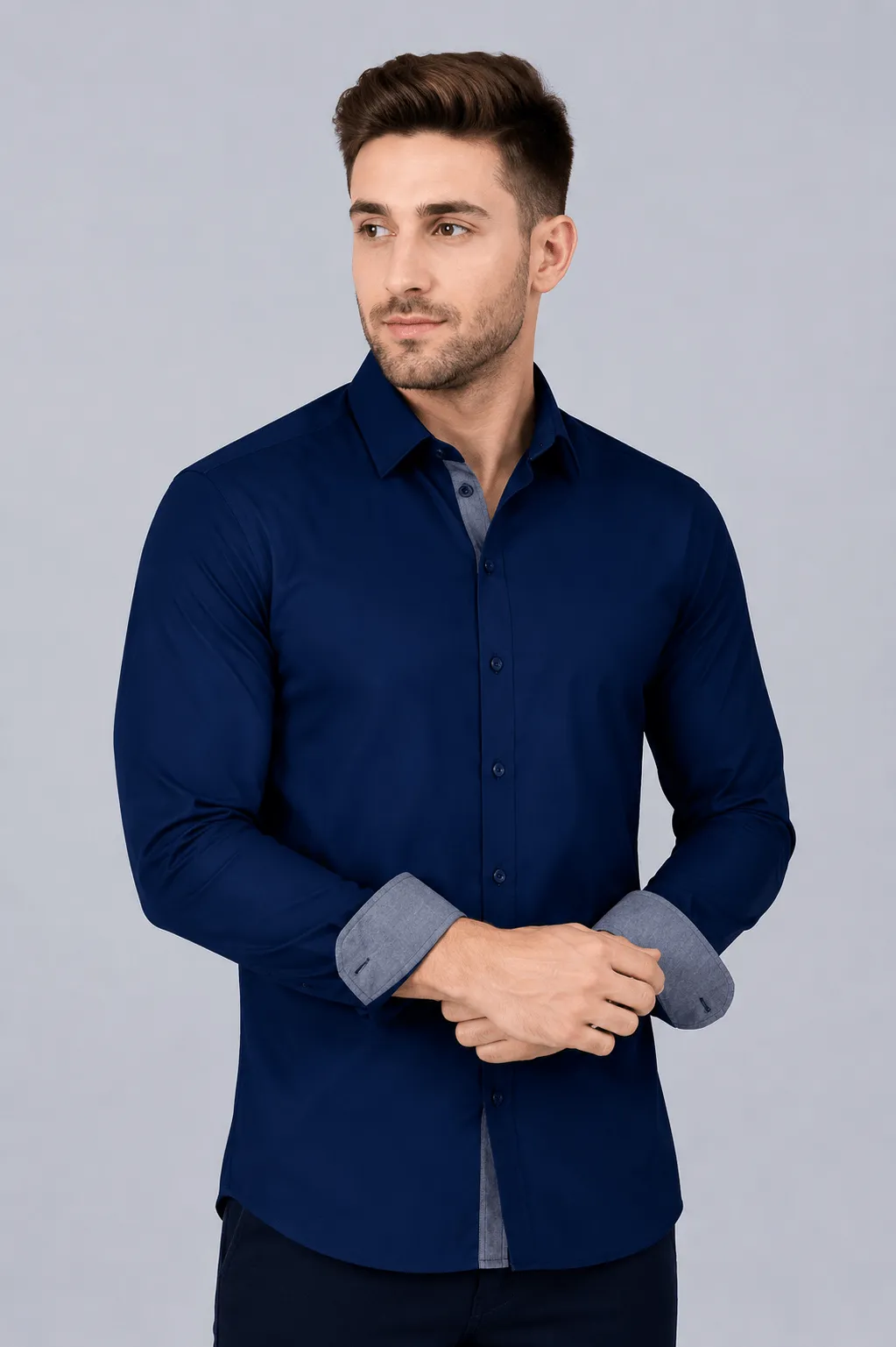 Men's Slim Fit Solid Bottle Green Full Sleeve Casual Shirt