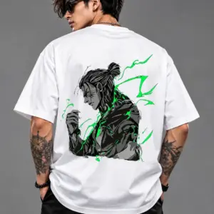 Eren Yeager / Attack on Titan Neon Accent Oversized Anime Graphic T-Shirt