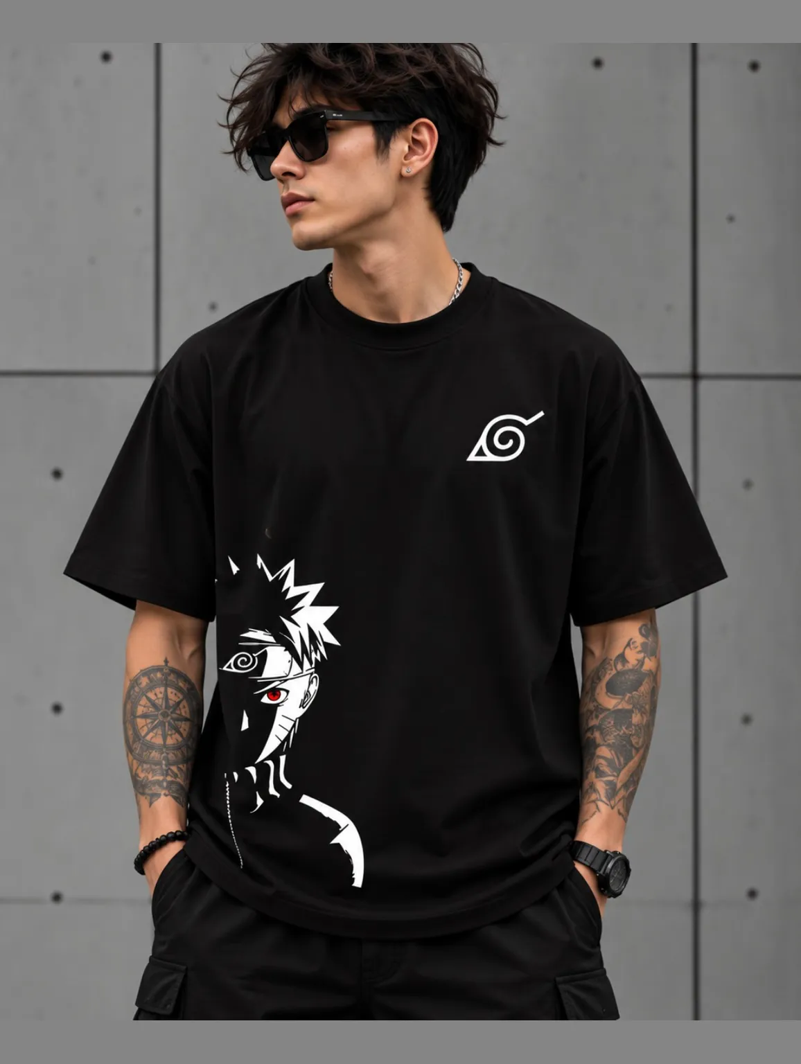 Naruto Uzumaki / Hidden Leaf Village Oversized Anime Graphic T-Shirt