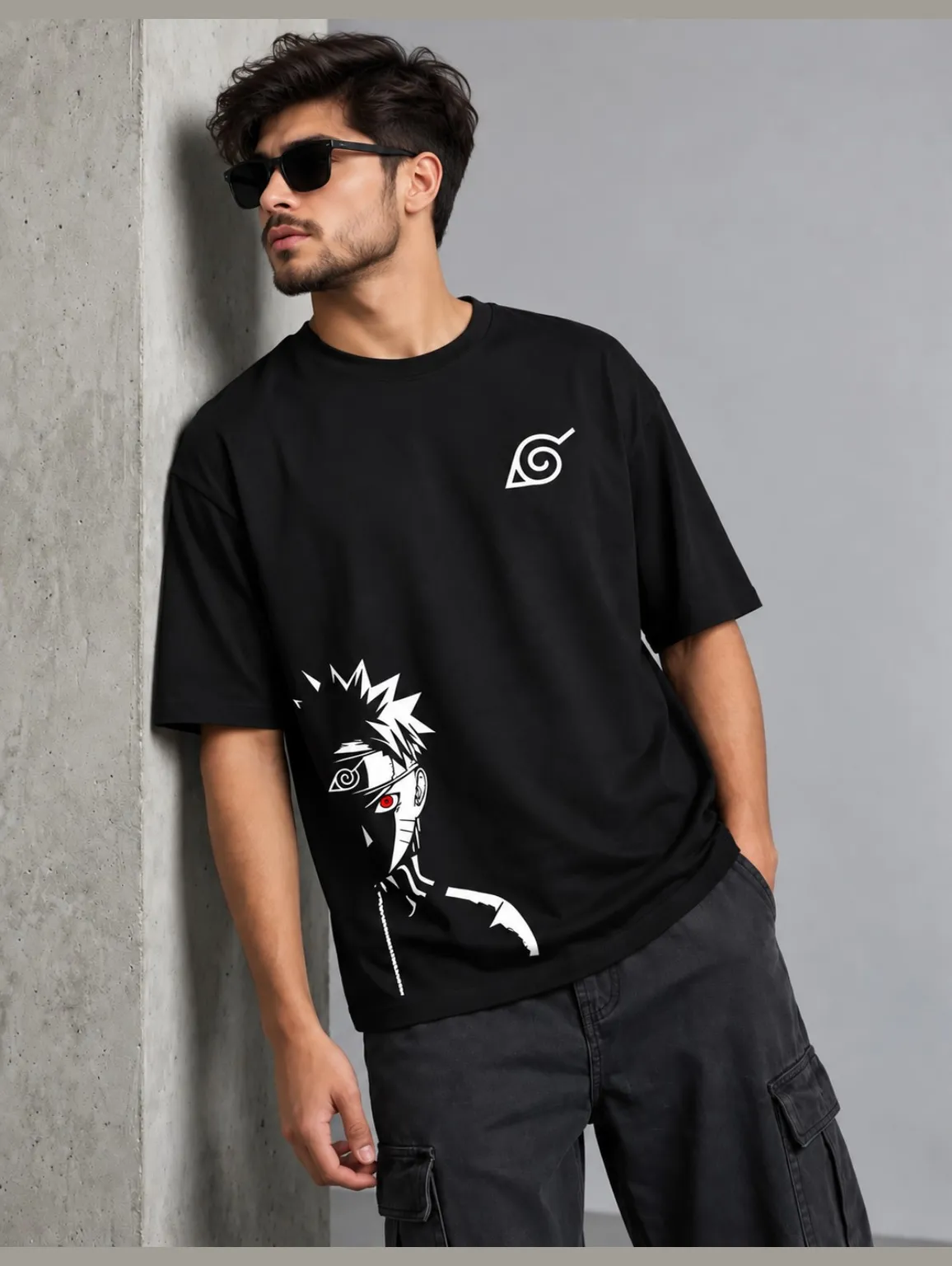 Naruto Uzumaki / Hidden Leaf Village Oversized Anime Graphic T-Shirt