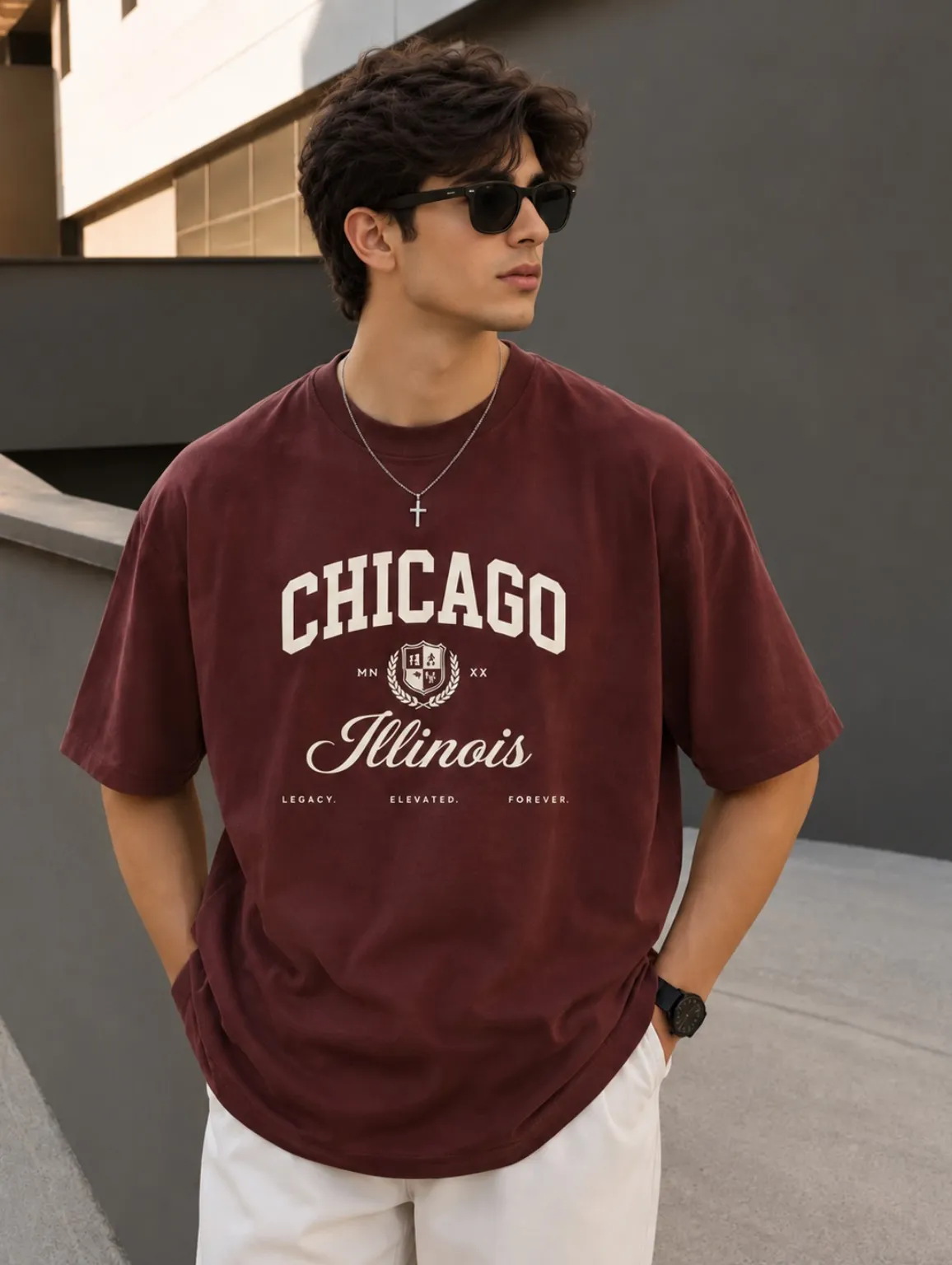 Minimalist 3D Puff Print Oversized Cotton T-Shirt Short
